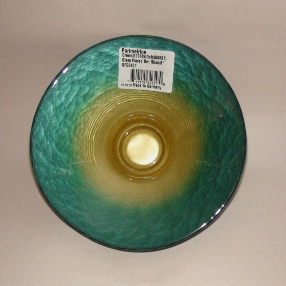 Rare Vintage Portmeirion Peralescent Green Flared Glass Bowl